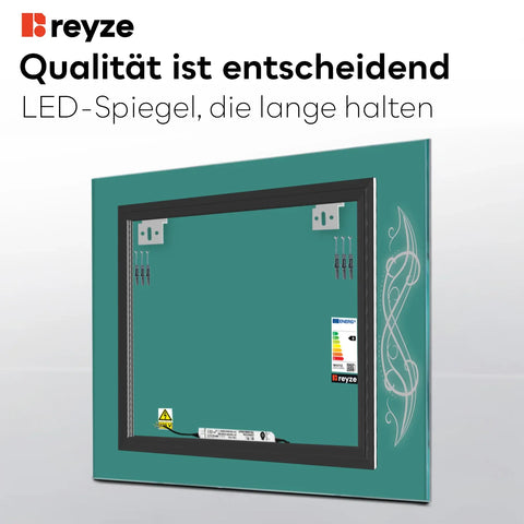 LED Spiegel Quadratisch | Wandschalter-Steuerung | Warmweißes Licht - Reyze Seria Good Vibes Model 6