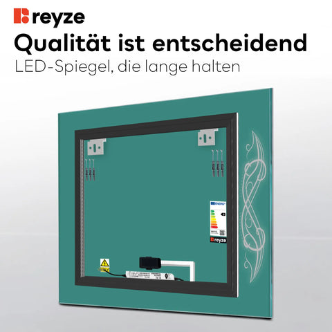 LED Spiegel Quadratisch | Touch-Schalter | Kaltweißes Licht - Reyze Seria Good Vibes Model 6