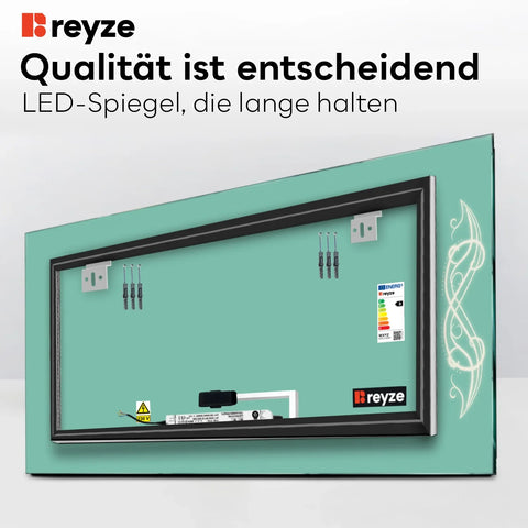 LED Spiegel Rechteckig | Touch-Schalter | Kaltweißes Licht - Reyze Seria Good Vibes Model 6