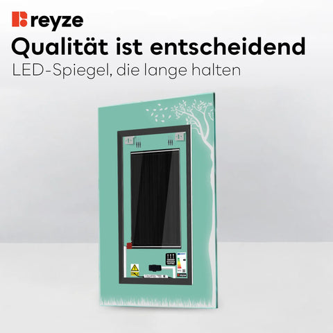 LED Spiegel Vertikal | Touch-Schalter | Anti-Beschlag-Funktion | Neutralweißes Licht - Reyze Seria Good Vibes Model 8