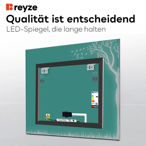 LED Spiegel Quadratisch | Touch-Schalter | Warmweißes Licht - Reyze Seria Good Vibes Model 8