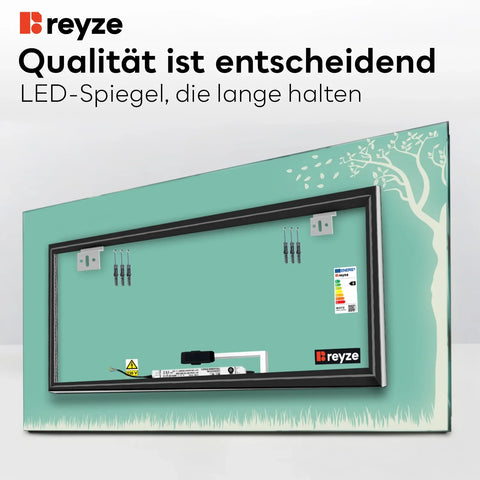 LED Spiegel Rechteckig | Touch-Schalter | Neutralweißes Licht - Reyze Seria Good Vibes Model 8