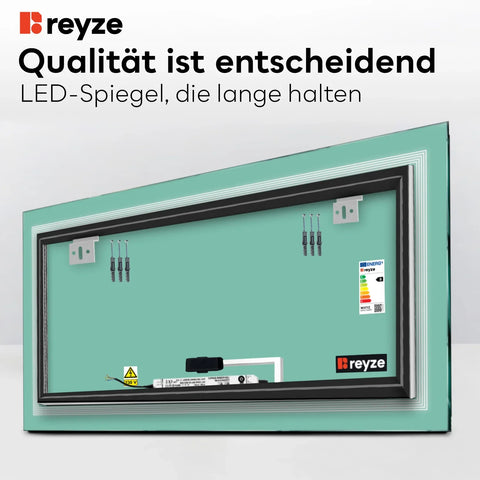 LED Spiegel Rechteckig | Touch-Schalter | Neutralweißes Licht - Reyze Seria Minimal Model 1
