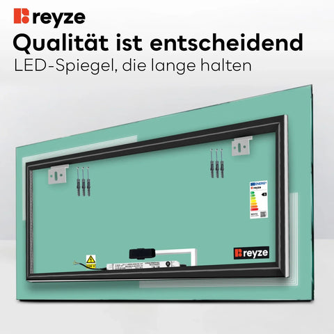 LED Spiegel Rechteckig | Touch-Schalter | Neutralweißes Licht - Reyze Seria Minimal Model 2