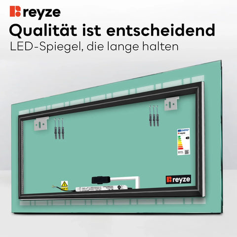 LED Spiegel Rechteckig | Touch-Schalter | Neutralweißes Licht - Reyze Seria Minimal Model 3