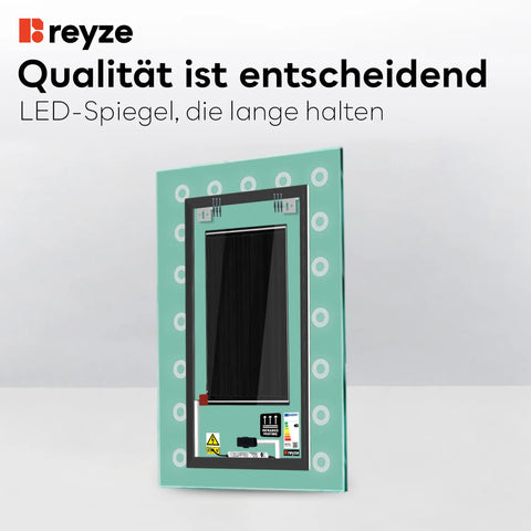 LED Spiegel Vertikal | Touch-Schalter | Anti-Beschlag-Funktion | Warmweißes Licht - Reyze Seria Minimal Model 4