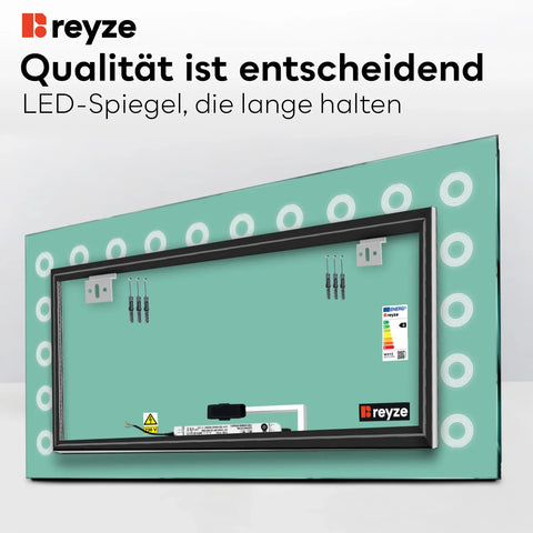 LED Spiegel Rechteckig | Touch-Schalter | Warmweißes Licht - Reyze Seria Minimal Model 4