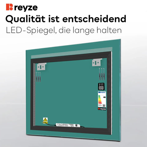 LED Spiegel Quadratisch | Wandschalter-Steuerung | Neutralweißes Licht - Reyze Seria Minimal Model 5