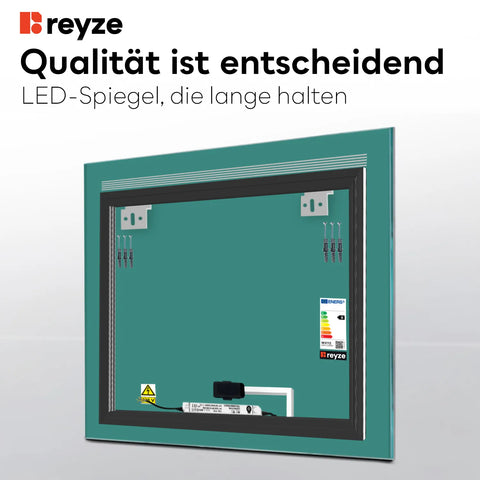 LED Spiegel Quadratisch | Touch-Schalter | Neutralweißes Licht - Reyze Seria Minimal Model 5