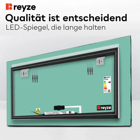 LED Spiegel Rechteckig | Touch-Schalter | Warmweißes Licht - Reyze Seria Minimal Model 5