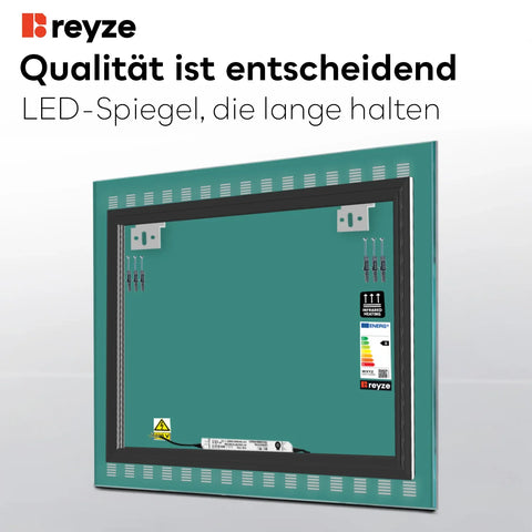 LED Spiegel Quadratisch | Wandschalter-Steuerung | Neutralweißes Licht - Reyze Seria Minimal Model 6