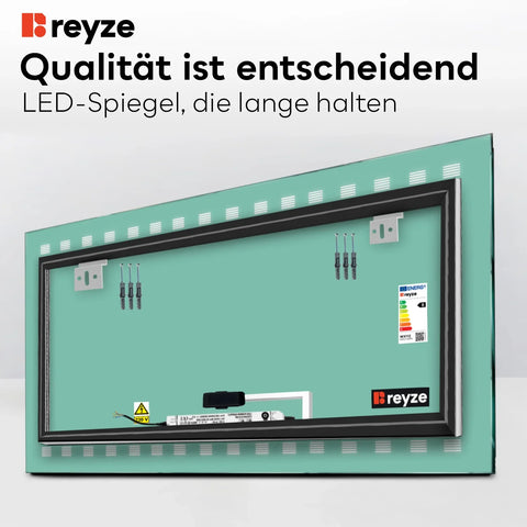 LED Spiegel Rechteckig | Touch-Schalter | Warmweißes Licht - Reyze Seria Minimal Model 6