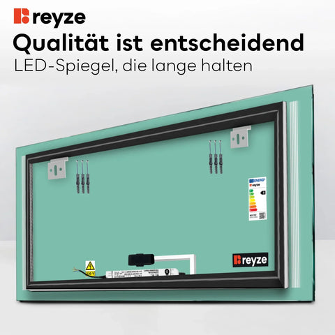 LED Spiegel Rechteckig | Touch-Schalter | Neutralweißes Licht - Reyze Seria Minimal Model 7