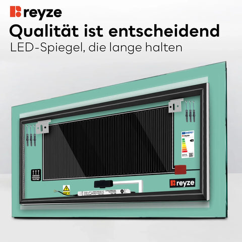 LED Spiegel Rechteckig | Touch-Schalter | Anti-Beschlag-Funktion | Einstellbare Farbtemperatur - Reyze Seria Minimal Model 8