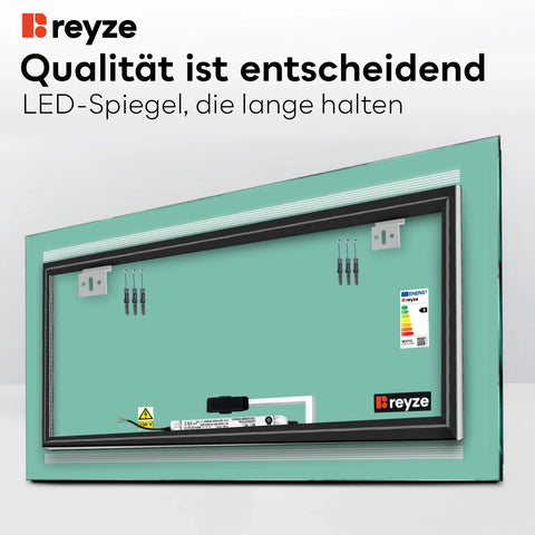 LED Spiegel Rechteckig | Touch-Schalter | Warmweißes Licht - Reyze Seria Minimal Model 8