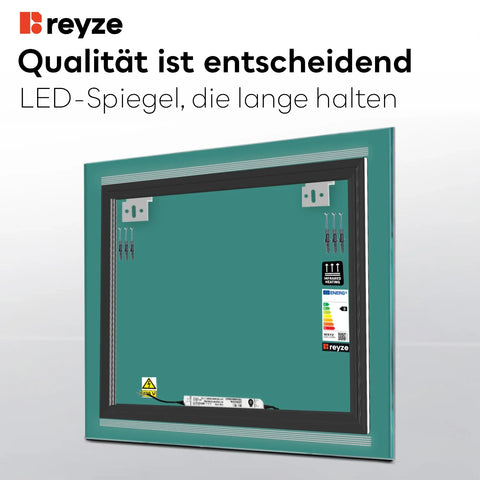 LED Spiegel Quadratisch | Wandschalter-Steuerung | Neutralweißes Licht - Reyze Seria Minimal Model 8