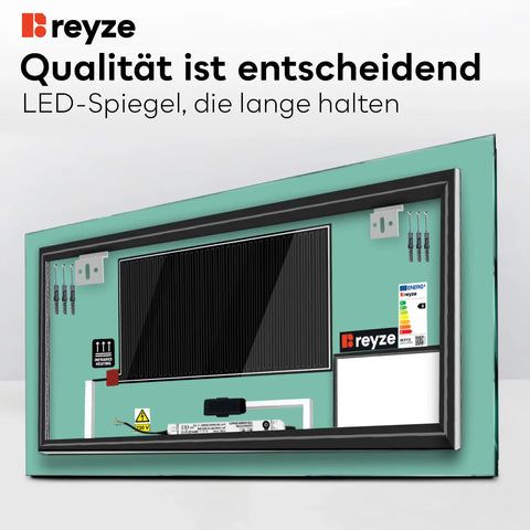 LED Spiegel Rechteckig | Touch-Schalter | Anti-Beschlag-Funktion | Kaltweißes Licht - Reyze Seria Motivated Model 3