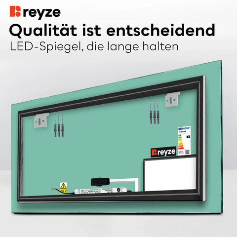 LED Spiegel Rechteckig | Touch-Schalter | Warmweißes Licht - Reyze Seria Motivated Model 3