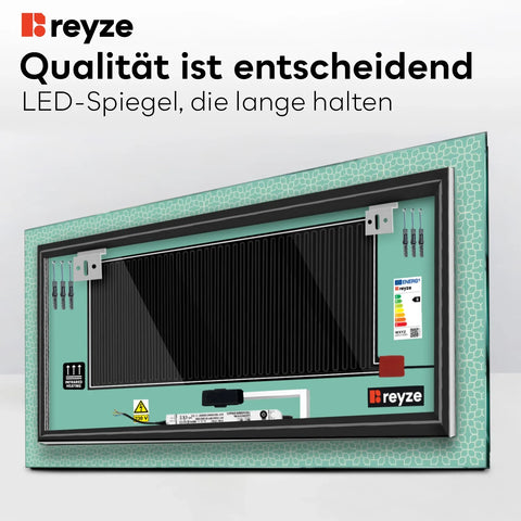 LED Spiegel Rechteckig | Touch-Schalter | Anti-Beschlag-Funktion | Neutralweißes Licht - Reyze Seria Official Model 1