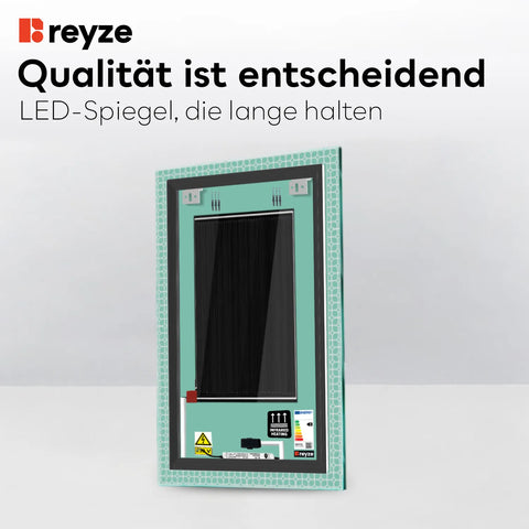 LED Spiegel Vertikal | Touch-Schalter | Anti-Beschlag-Funktion | Einstellbare Farbtemperatur - Reyze Seria Official Model 2