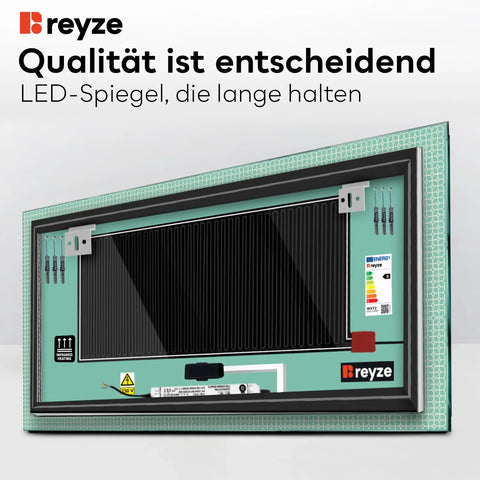 LED Spiegel Rechteckig | Touch-Schalter | Anti-Beschlag-Funktion | Neutralweißes Licht - Reyze Seria Official Model 2