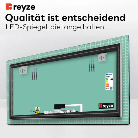 LED Spiegel Rechteckig | Touch-Schalter | Warmweißes Licht - Reyze Seria Official Model 3
