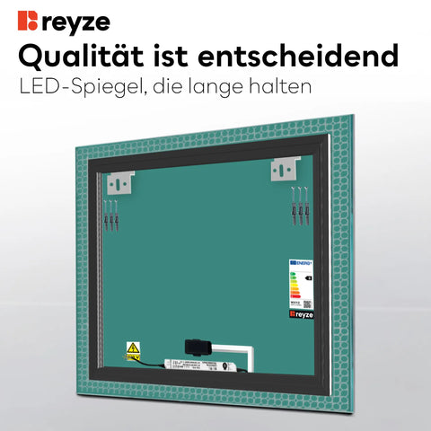 LED Spiegel Quadratisch | Touch-Schalter | Neutralweißes Licht - Reyze Seria Official Model 4