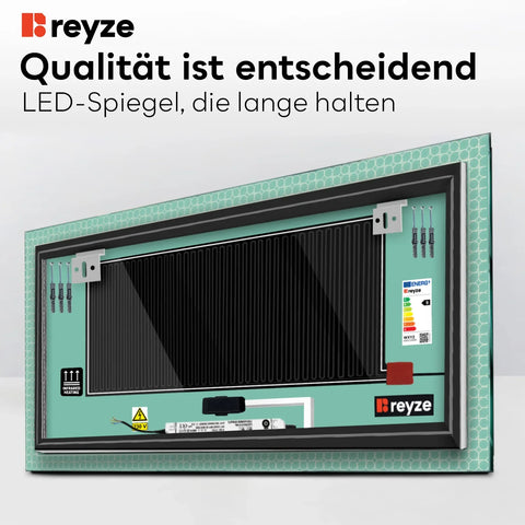 LED Spiegel Rechteckig | Touch-Schalter | Anti-Beschlag-Funktion | Neutralweißes Licht - Reyze Seria Official Model 4