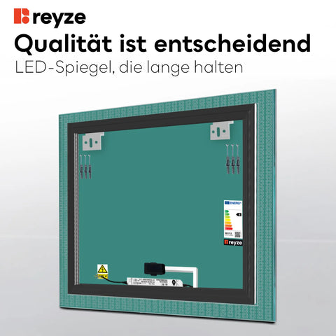 LED Spiegel Quadratisch | Touch-Schalter | Neutralweißes Licht - Reyze Seria Official Model 5