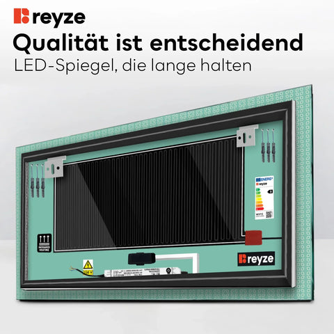 LED Spiegel Rechteckig | Touch-Schalter | Anti-Beschlag-Funktion | Einstellbare Farbtemperatur - Reyze Seria Official Model 5