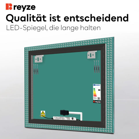 LED Spiegel Quadratisch | Touch-Schalter | Kaltweißes Licht - Reyze Seria Official Model 6