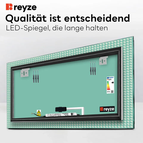 LED Spiegel Rechteckig | Touch-Schalter | Neutralweißes Licht - Reyze Seria Official Model 6