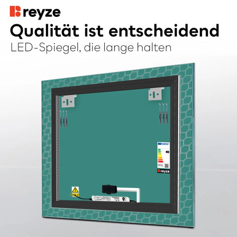 LED Spiegel Quadratisch | Touch-Schalter | Kaltweißes Licht - Reyze Seria Official Model 7