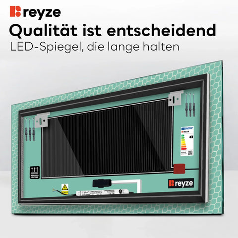 LED Spiegel Rechteckig | Touch-Schalter | Anti-Beschlag-Funktion | Neutralweißes Licht - Reyze Seria Official Model 7