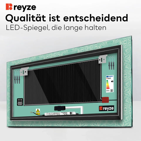 LED Spiegel Rechteckig | Touch-Schalter | Anti-Beschlag-Funktion | Neutralweißes Licht - Reyze Seria Official Model 8