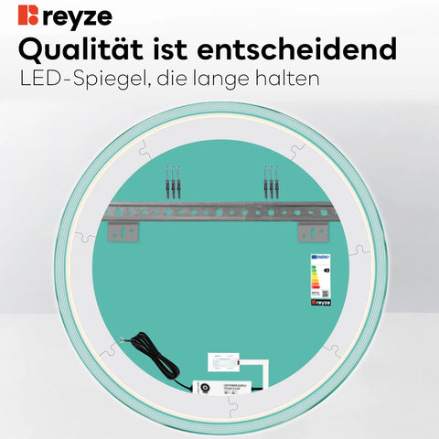 LED Spiegel Rund | Touch-Schalter | Warmweißes Licht - Reyze Seria Edge Model 1