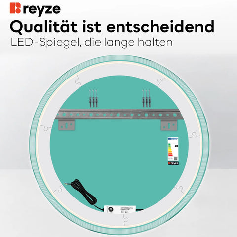 LED Spiegel Rund | Wandschalter-Steuerung | Kaltweißes Licht - Reyze Seria Edge Model 1