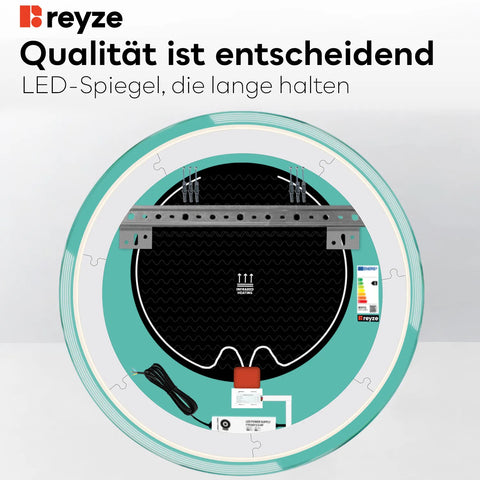 LED Spiegel Rund | Touch-Schalter | Anti-Beschlag-Funktion | Einstellbare Farbtemperatur - Reyze Seria Edge Model 2