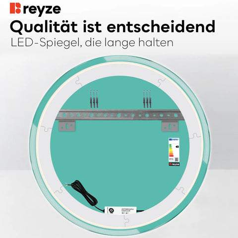 LED Spiegel Rund | Wandschalter-Steuerung | Kaltweißes Licht - Reyze Seria Edge Model 2