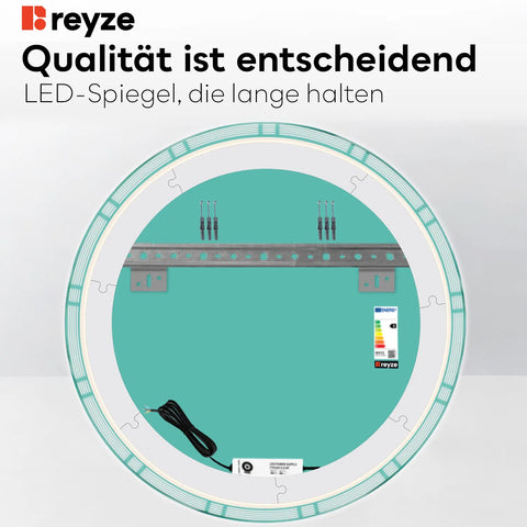 LED Spiegel Rund | Wandschalter-Steuerung | Kaltweißes Licht - Reyze Seria Edge Model 3