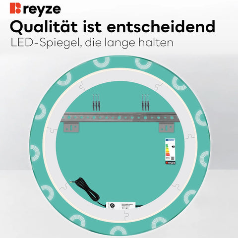 LED Spiegel Rund | Wandschalter-Steuerung | Kaltweißes Licht - Reyze Seria Edge Model 4