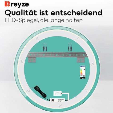 LED Spiegel Rund | Touch-Schalter | Kaltweißes Licht - Reyze Seria Edge Model 5
