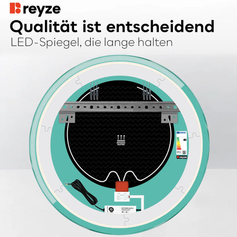 LED Spiegel Rund | Touch-Schalter | Anti-Beschlag-Funktion | Kaltweißes Licht - Reyze Seria Edge Model 5