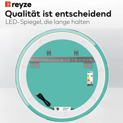 LED Spiegel Rund | Wandschalter-Steuerung | Kaltweißes Licht - Reyze Seria Edge Model 5