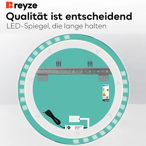 LED Spiegel Rund | Touch-Schalter | Warmweißes Licht - Reyze Seria Edge Model 6