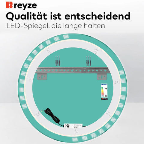 LED Spiegel Rund | Wandschalter-Steuerung | Neutralweißes Licht - Reyze Seria Edge Model 6