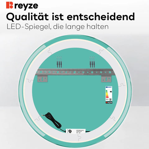 LED Spiegel Rund | Wandschalter-Steuerung | Neutralweißes Licht - Reyze Seria Edge Model 7