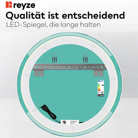 LED Spiegel Rund | Wandschalter-Steuerung | Warmweißes Licht - Reyze Seria Edge Model 8