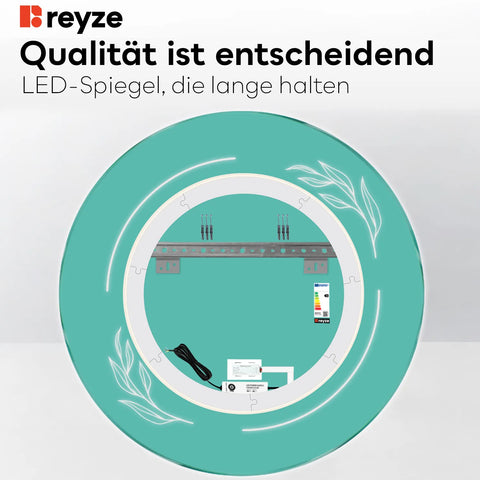 LED Spiegel Rund | Touch-Schalter | Neutralweißes Licht - Reyze Seria Good Vibes Model 1