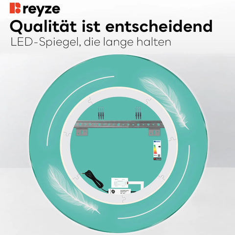 LED Spiegel Rund | Touch-Schalter | Warmweißes Licht - Reyze Seria Good Vibes Model 2